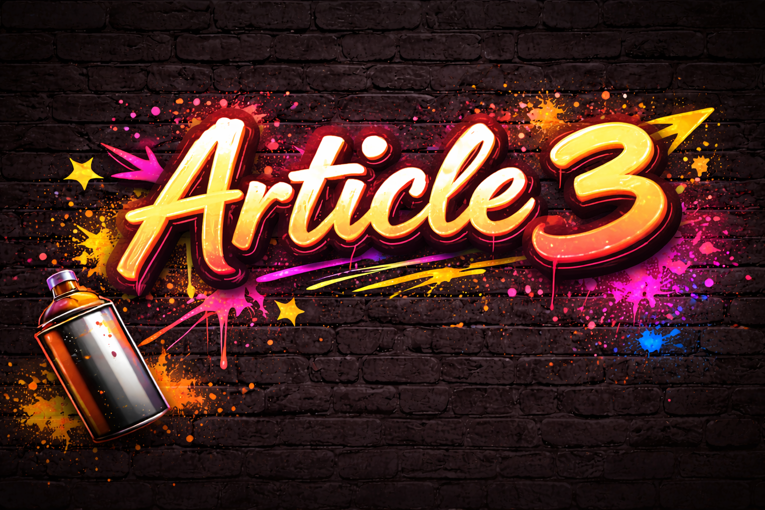 Bannière graffiti Article 3 Music Sans Visa style urbain lumineux